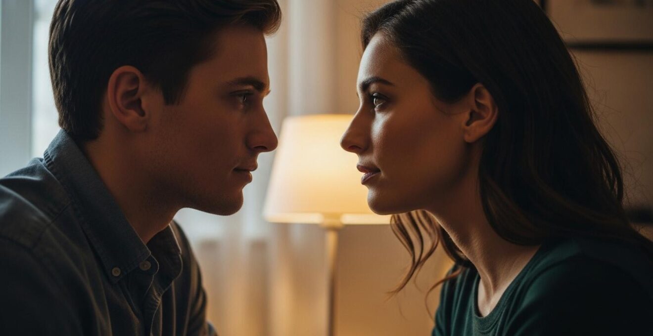 Couple en pleine conversation détendue, montrant un échange équilibré et complice