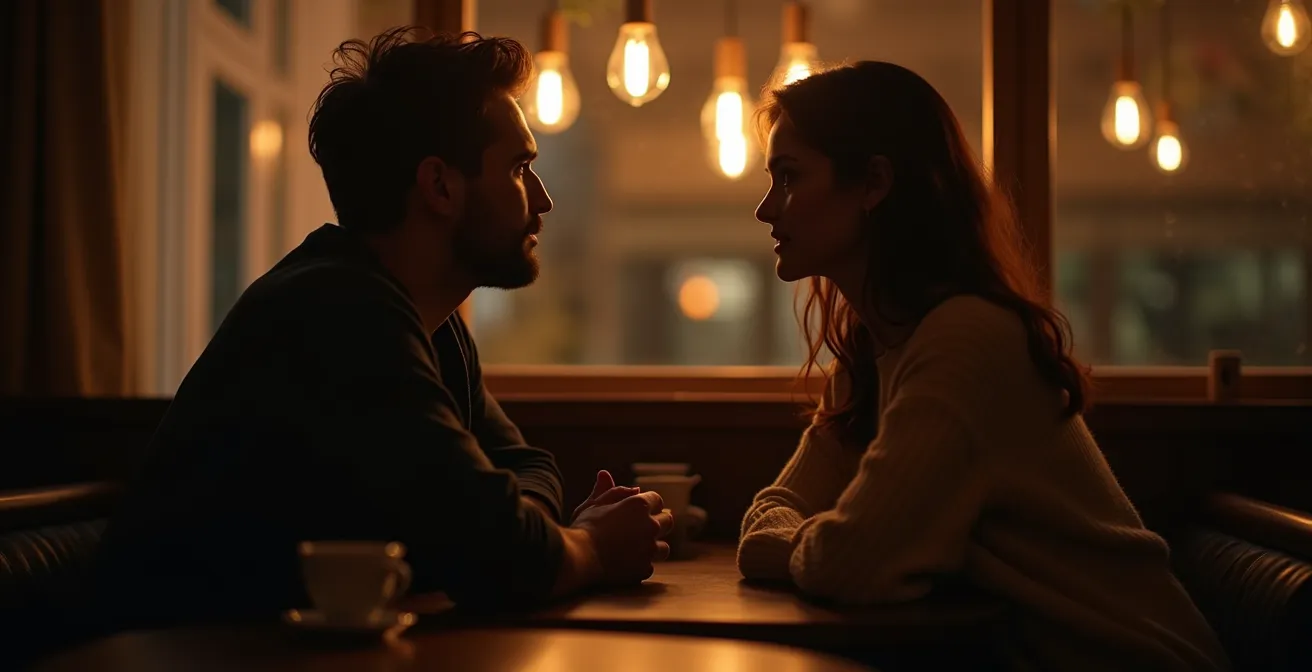 Image évocatrice d'un moment de silence partagé entre deux personnes, apaisant et porteur de sens dans une conversation