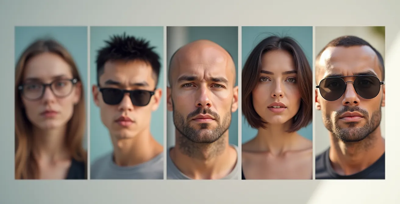 Collage photo symbolisant les erreurs courantes en photo de profil pour les applications de rencontre