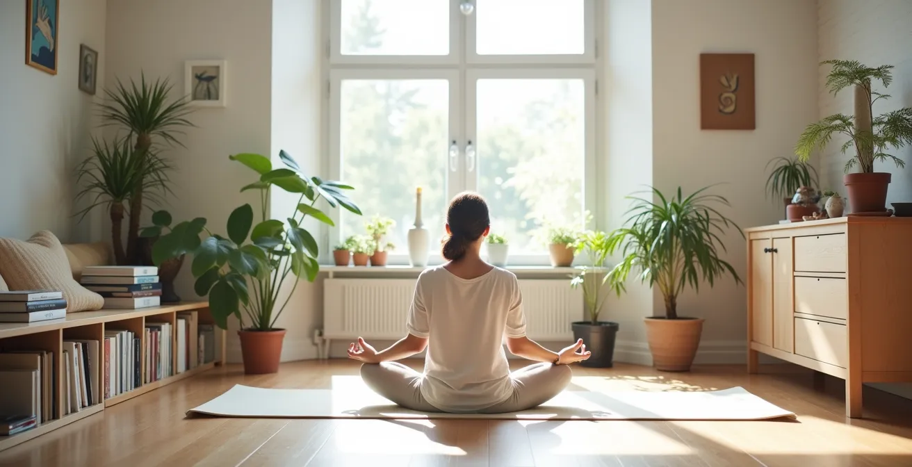 Personne méditant seule dans un espace lumineux symbolisant l'importance de l'autonomie personnelle