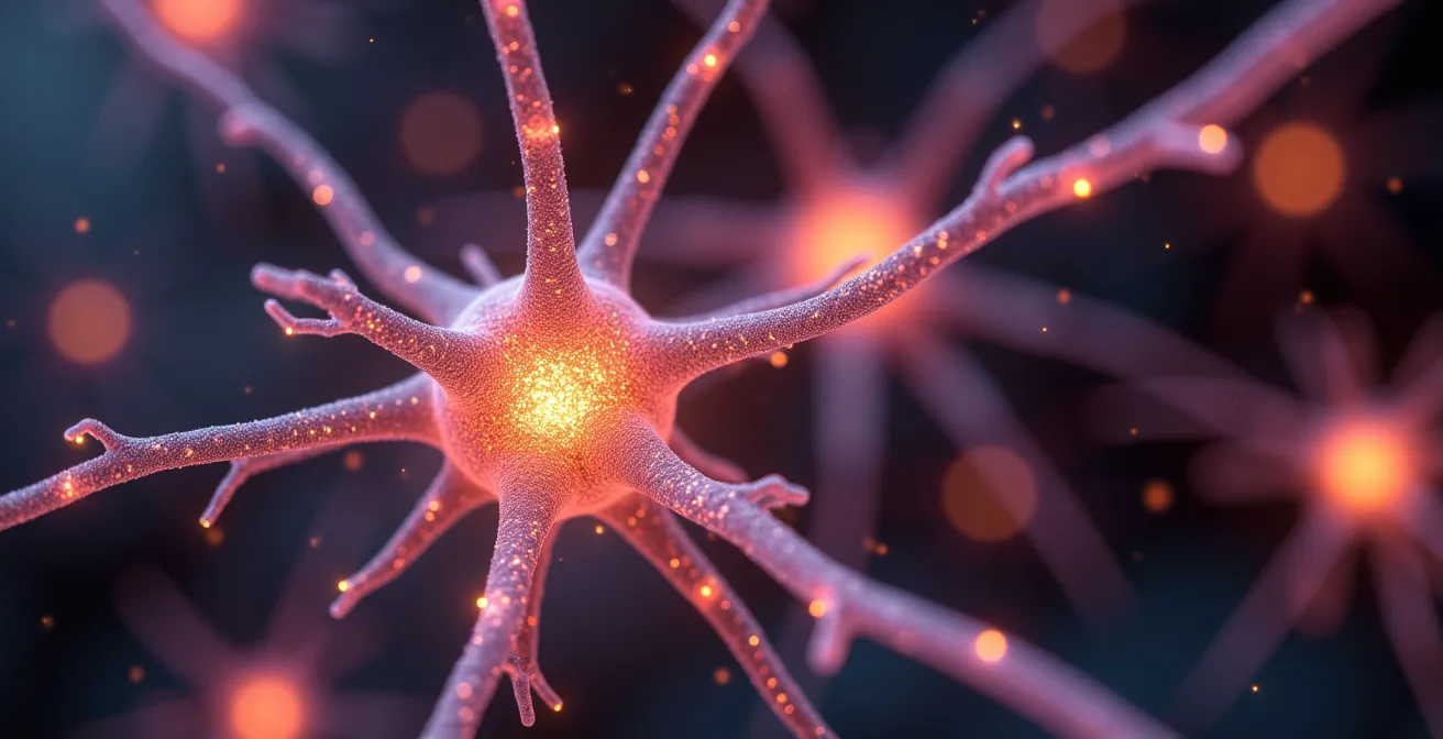 Visualisation artistique de l'activité cérébrale lors d'un coup de foudre