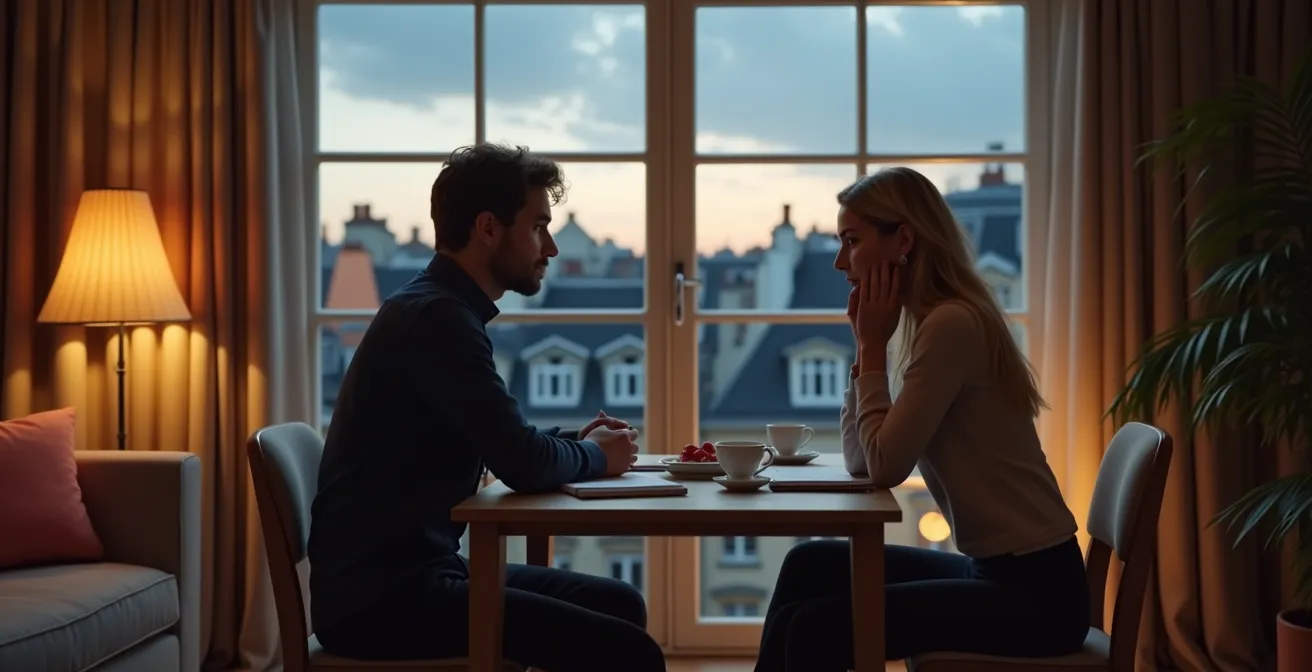 Couple planifiant ensemble leur avenir lors d'un conseil mensuel intime