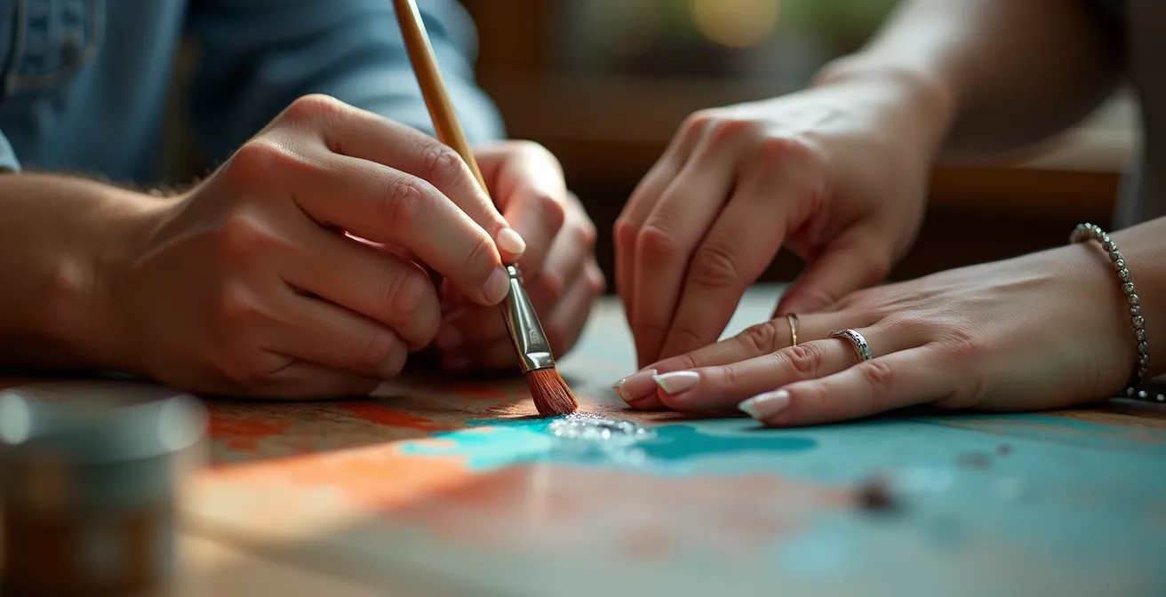 Couple travaillant ensemble sur un projet de rénovation, concentration partagée et objectif commun
